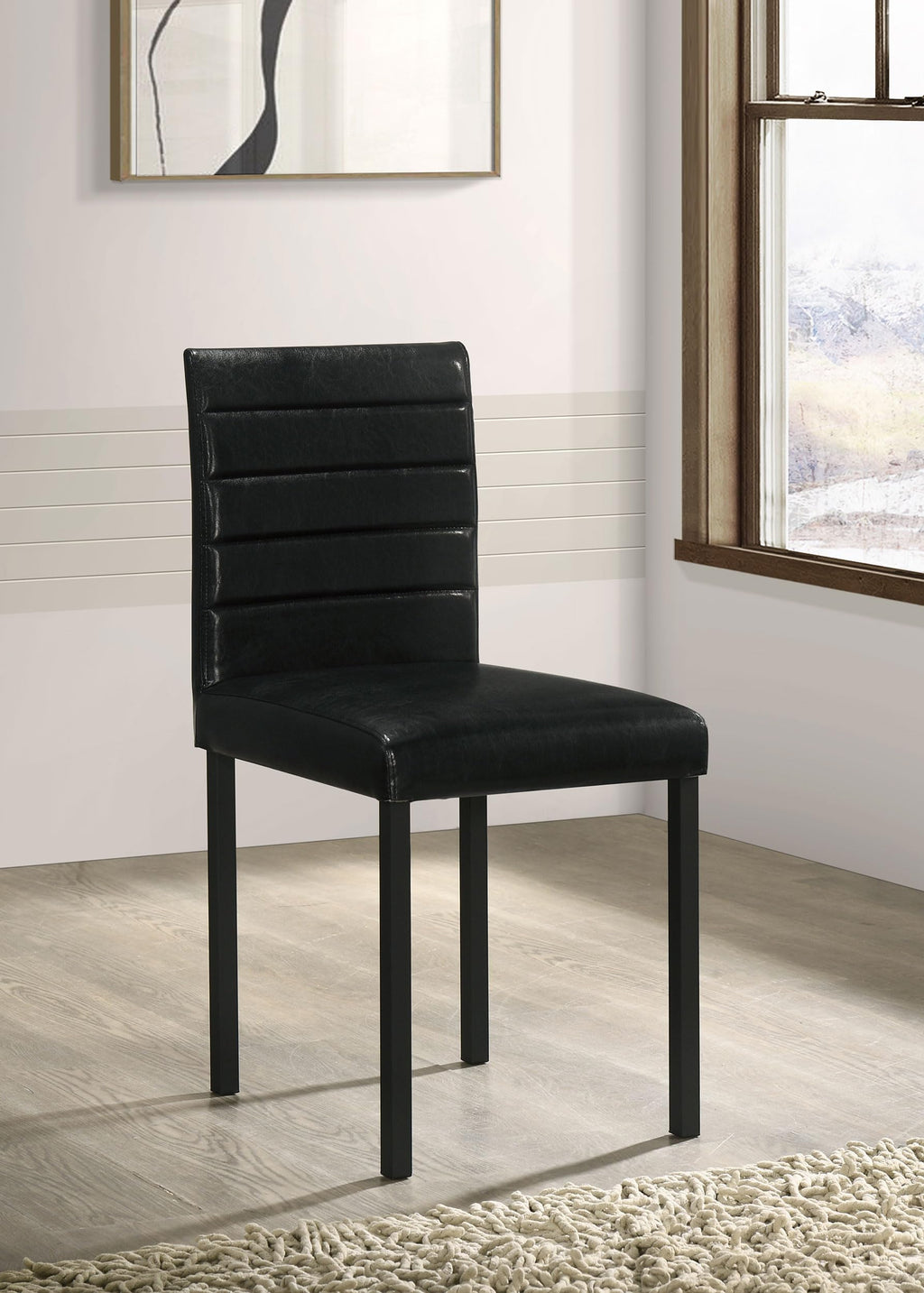 Black Faux Leather Dining Side Chair Set of 4 T589
