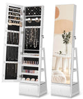 360° Swivel Lockable Jewelry Cabinet with Full Length Mirror J33654