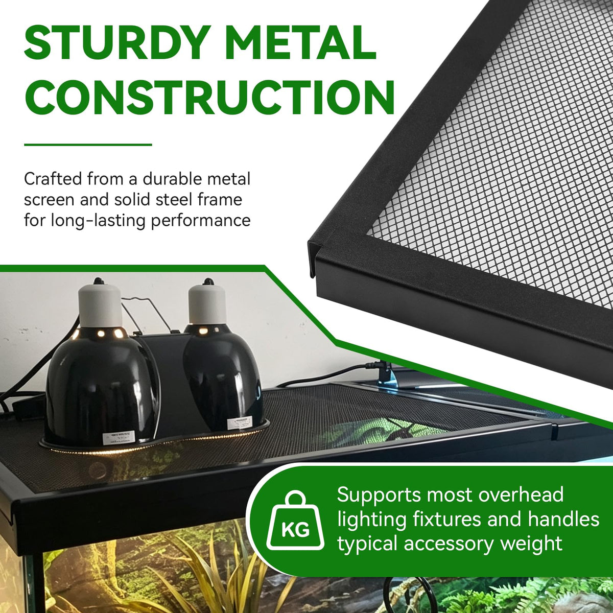 10 Gallon Tank Lid, Hinged Terrarium Screen Cover, 20.8" x 10.8" A987