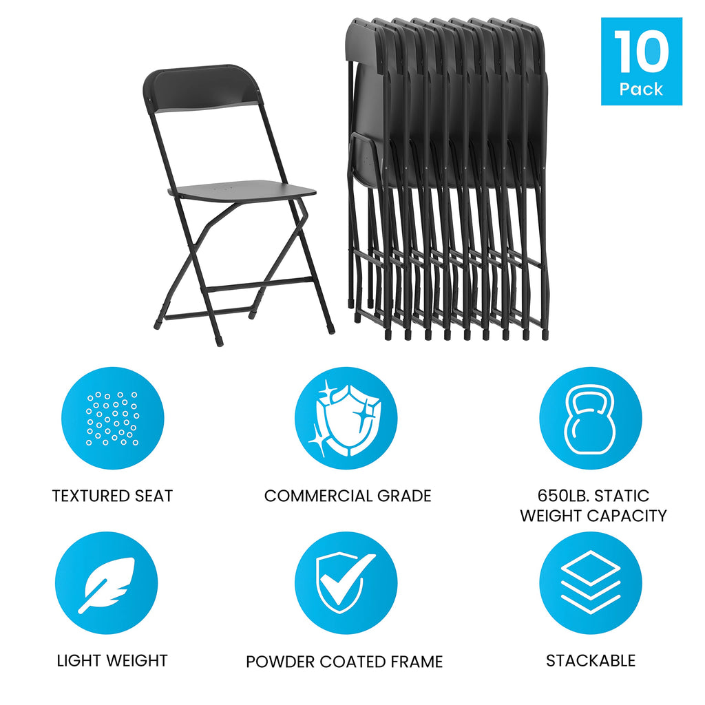 Black Plastic Folding Chair 10-Pack E56901