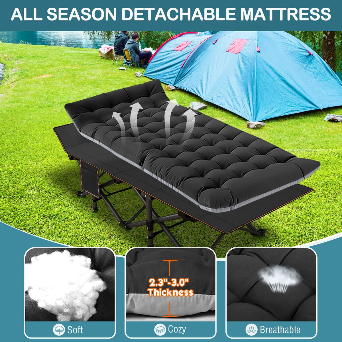 Oversized Folding Camping Cot with Carry Bag Q58648