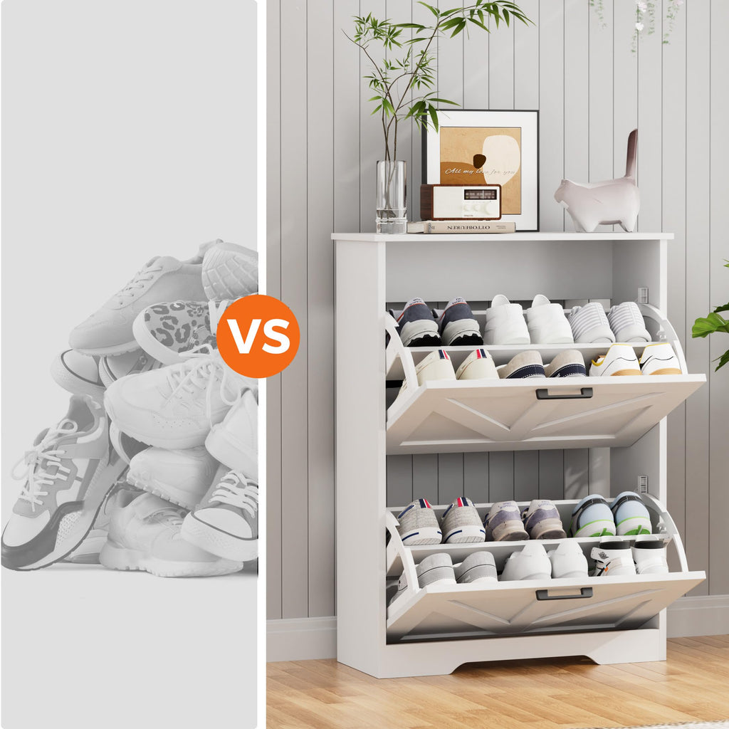 Farmhouse Shoe Cabinet with 2 Flip Drawers M6614