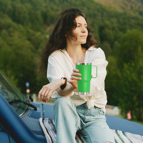 20 oz Insulated Tumbler with Handle and Lid Green A73314