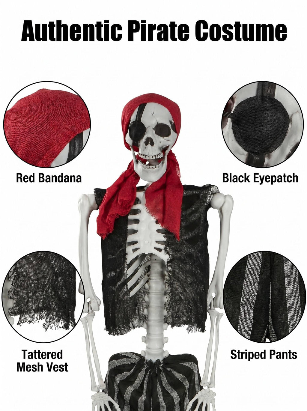 Life Size Pirate Skeleton Halloween Decoration E78334