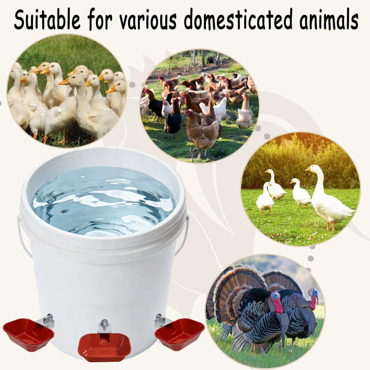 Aluminum Alloy Chicken Waterer Feeder J506985