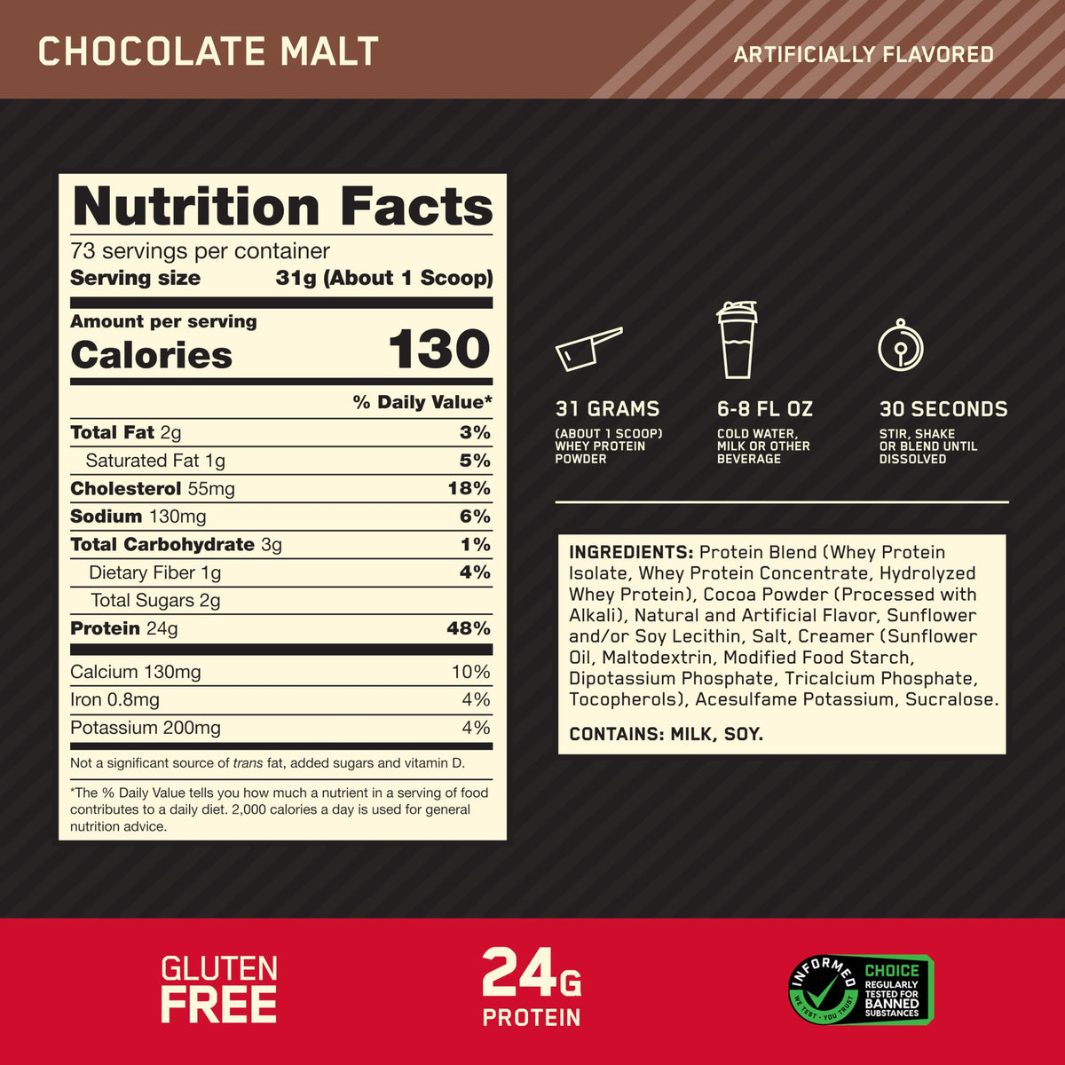Whey Protein Powder Chocolate Malt 5 LB K249880