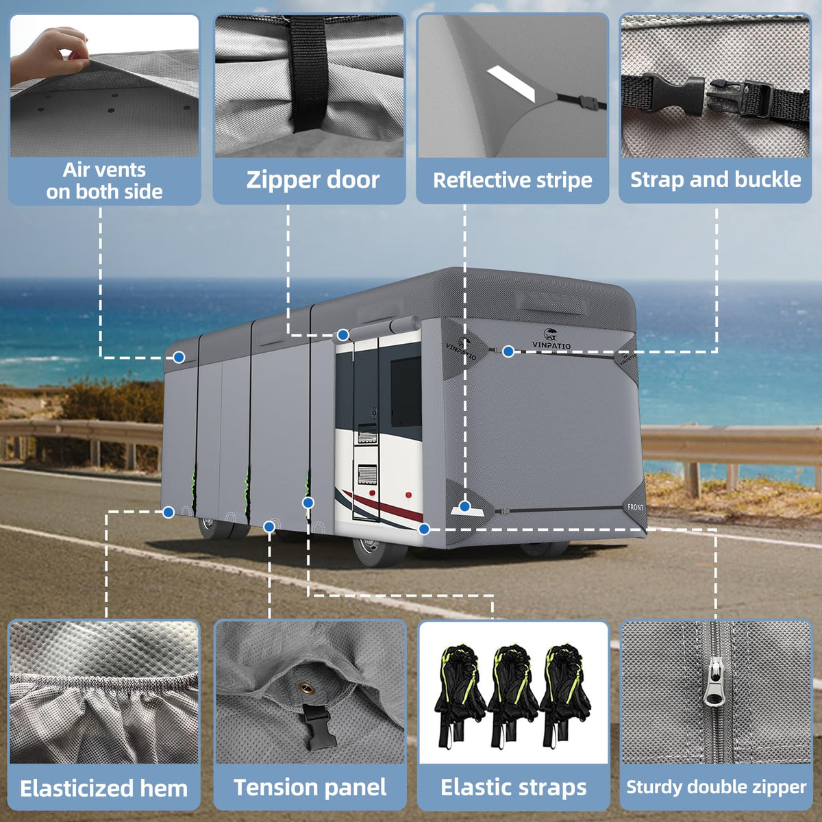 7 Layers Class A RV Cover with Straps O7332