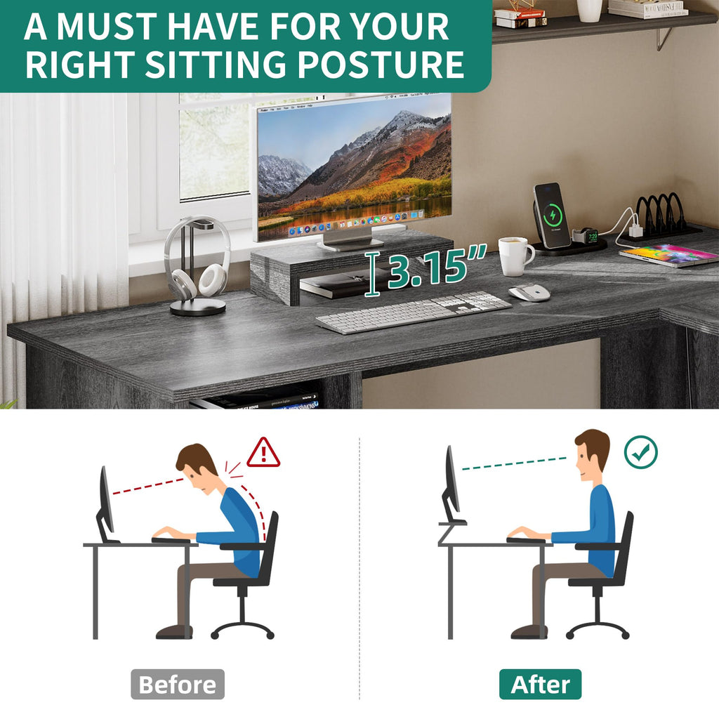 L Shaped Desk with Power Outlets J5353