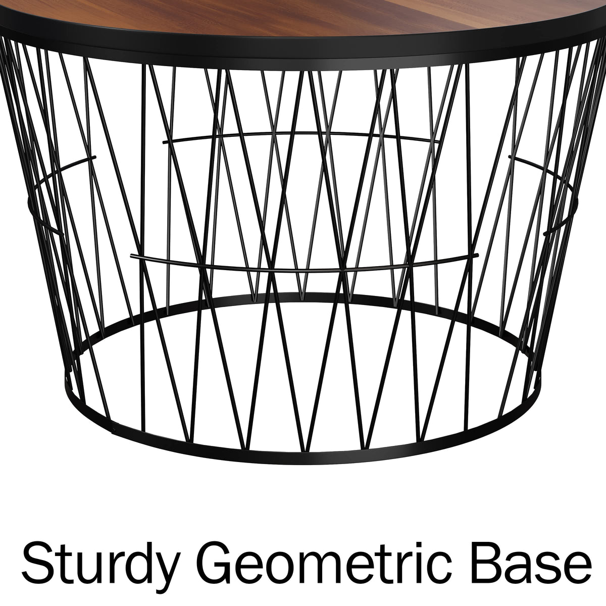 Round Coffee Table with Geometric Metal Base F305978