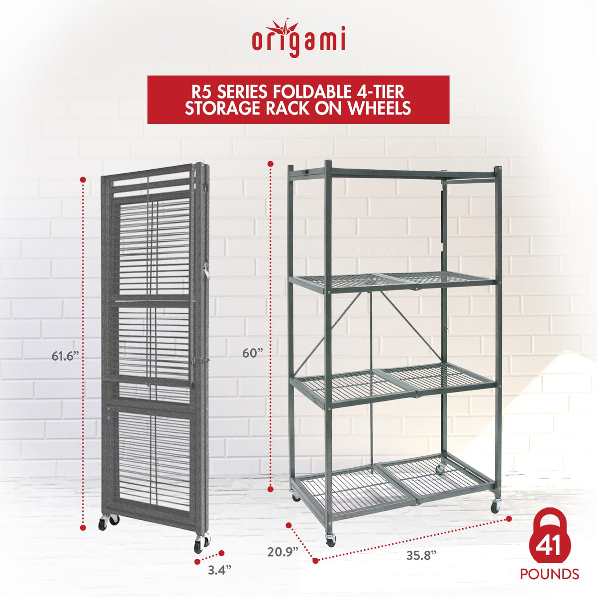 Foldable 4-Tier Heavy-Duty Steel Storage Rack R5538