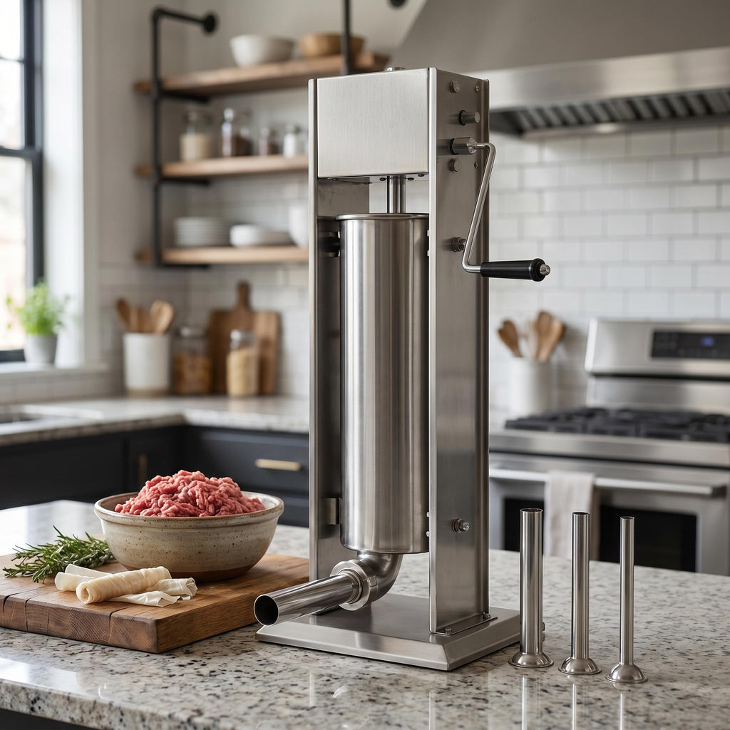 Stainless Steel Dual Speed 15lb/7L Sausage Stuffer with 4 Nozzles R65096