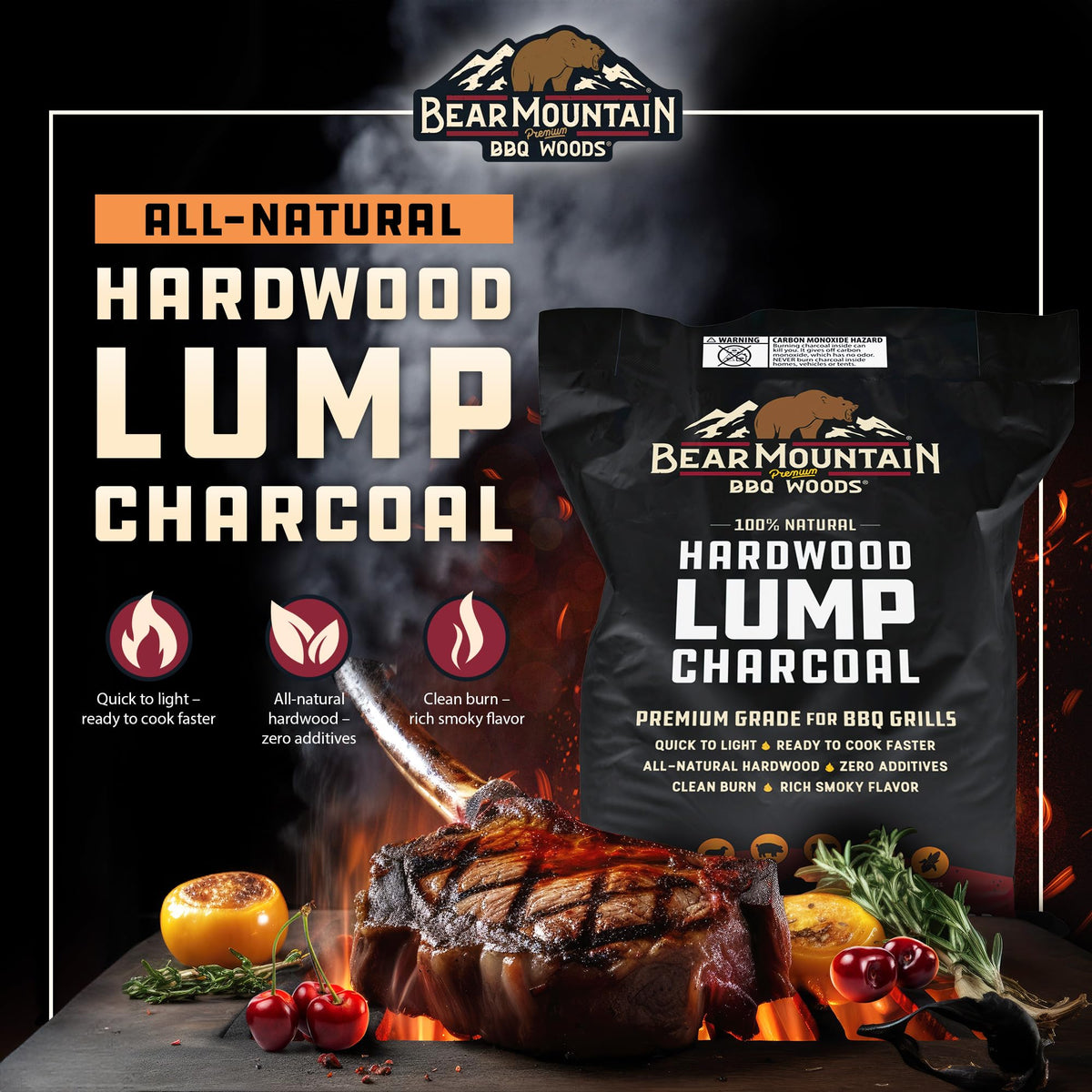 4 Pack Hardwood Lump Charcoal 16 Pounds X3191