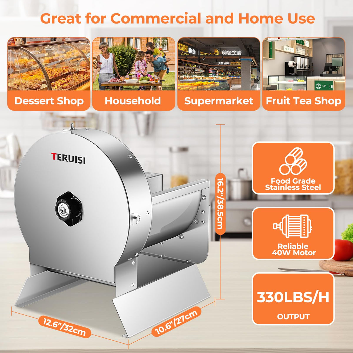 Electric Vegetable Slicer, Stainless Steel 2 IN 1 Manual & Electric Food Slicer I569664