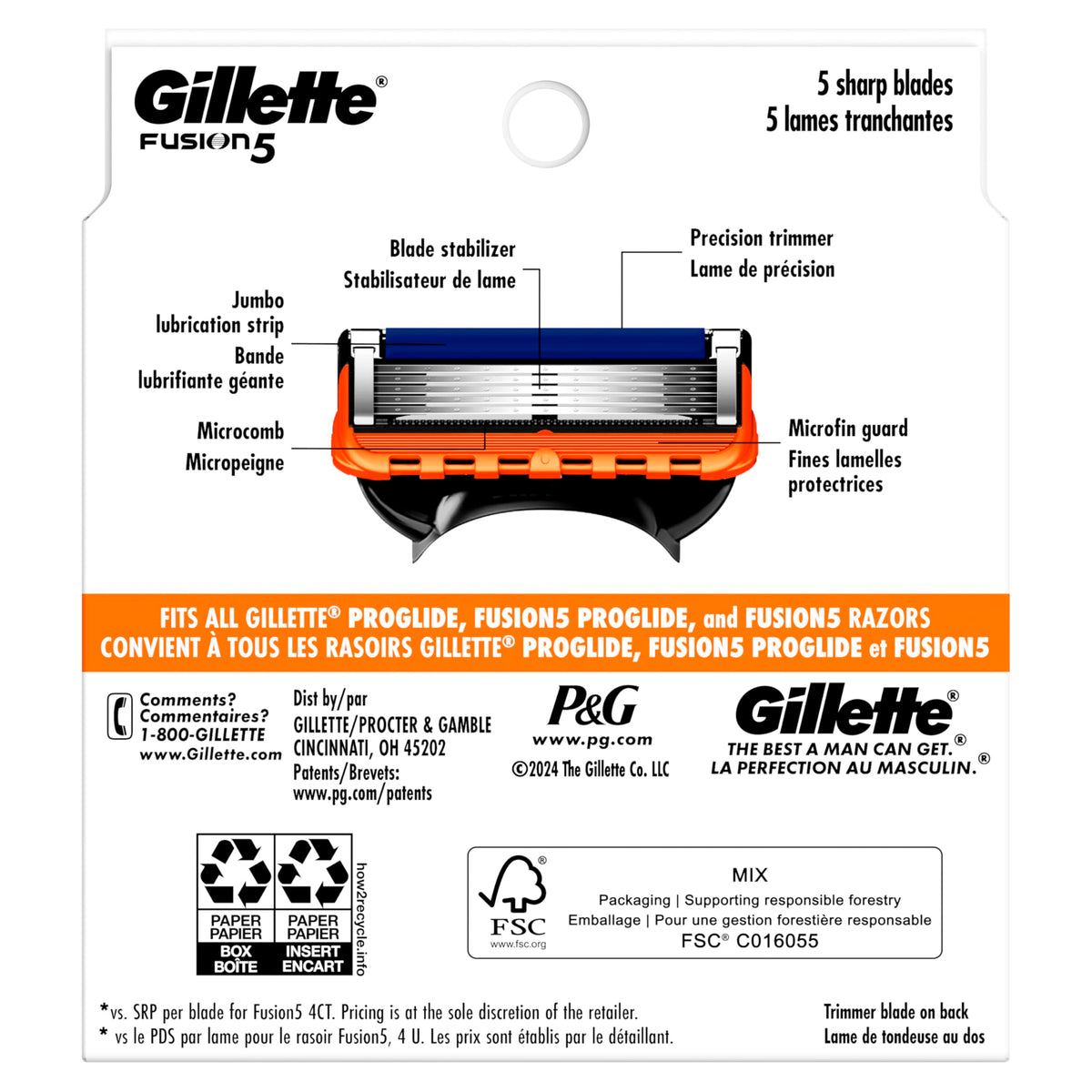 5-Blade Mens Razor Blade Refills, 12 Count T8561
