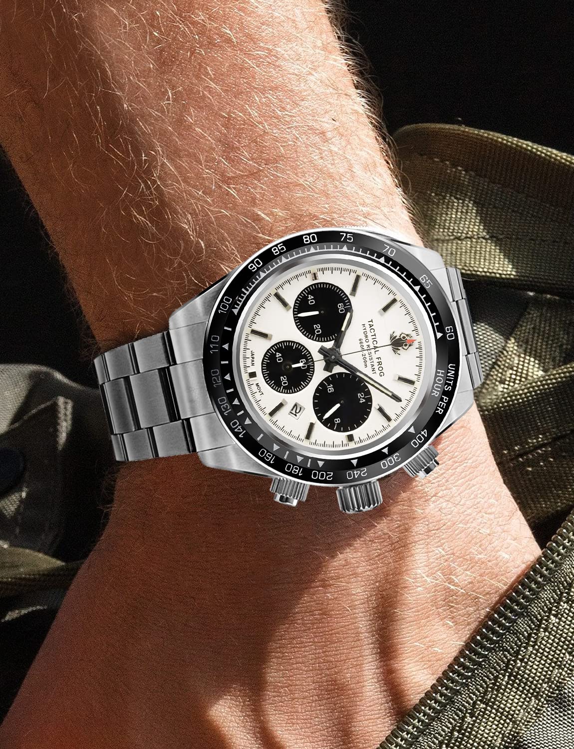 41mm Panda Chronograph Solar Quartz Watch N2154