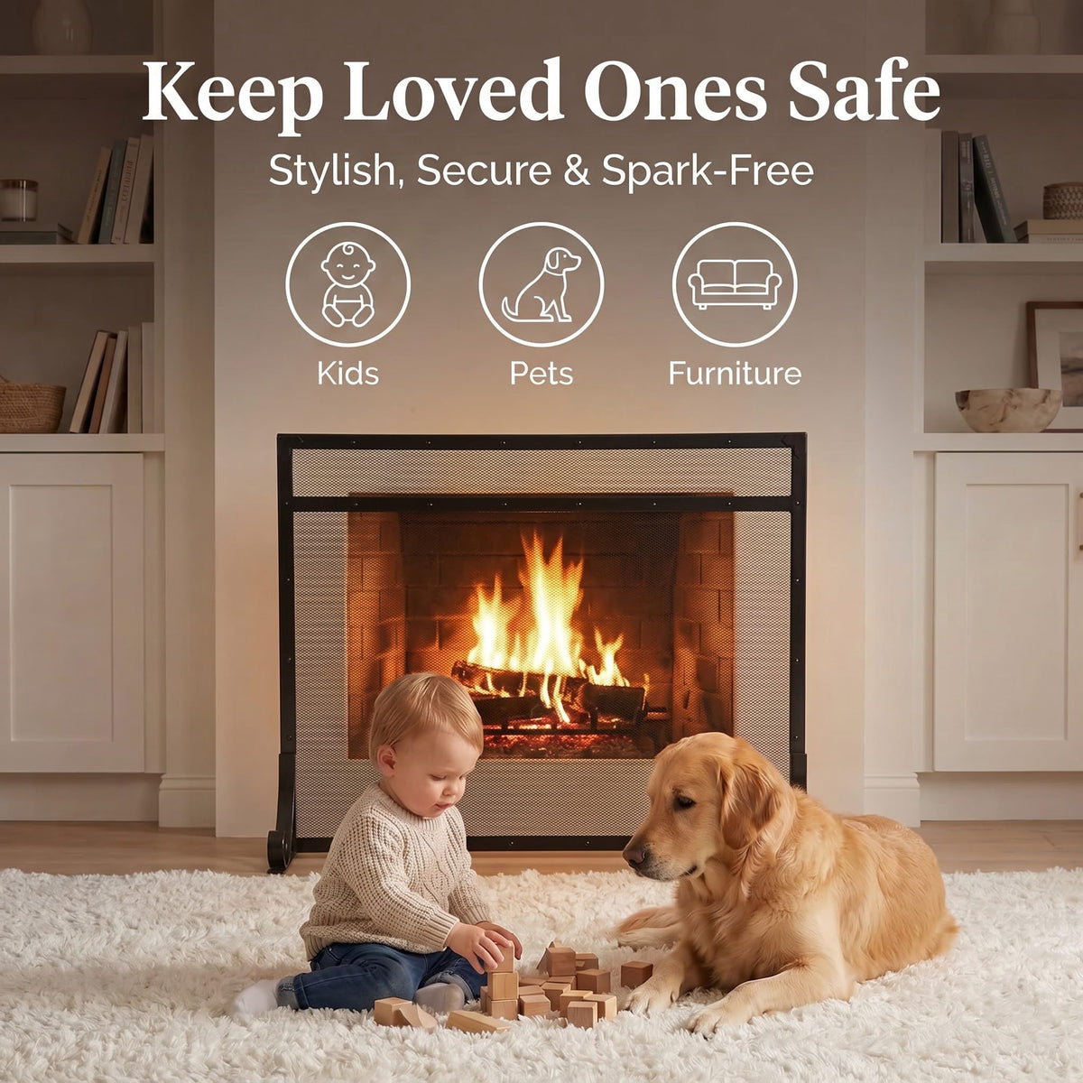 Black Metal Fireplace Screen O3589