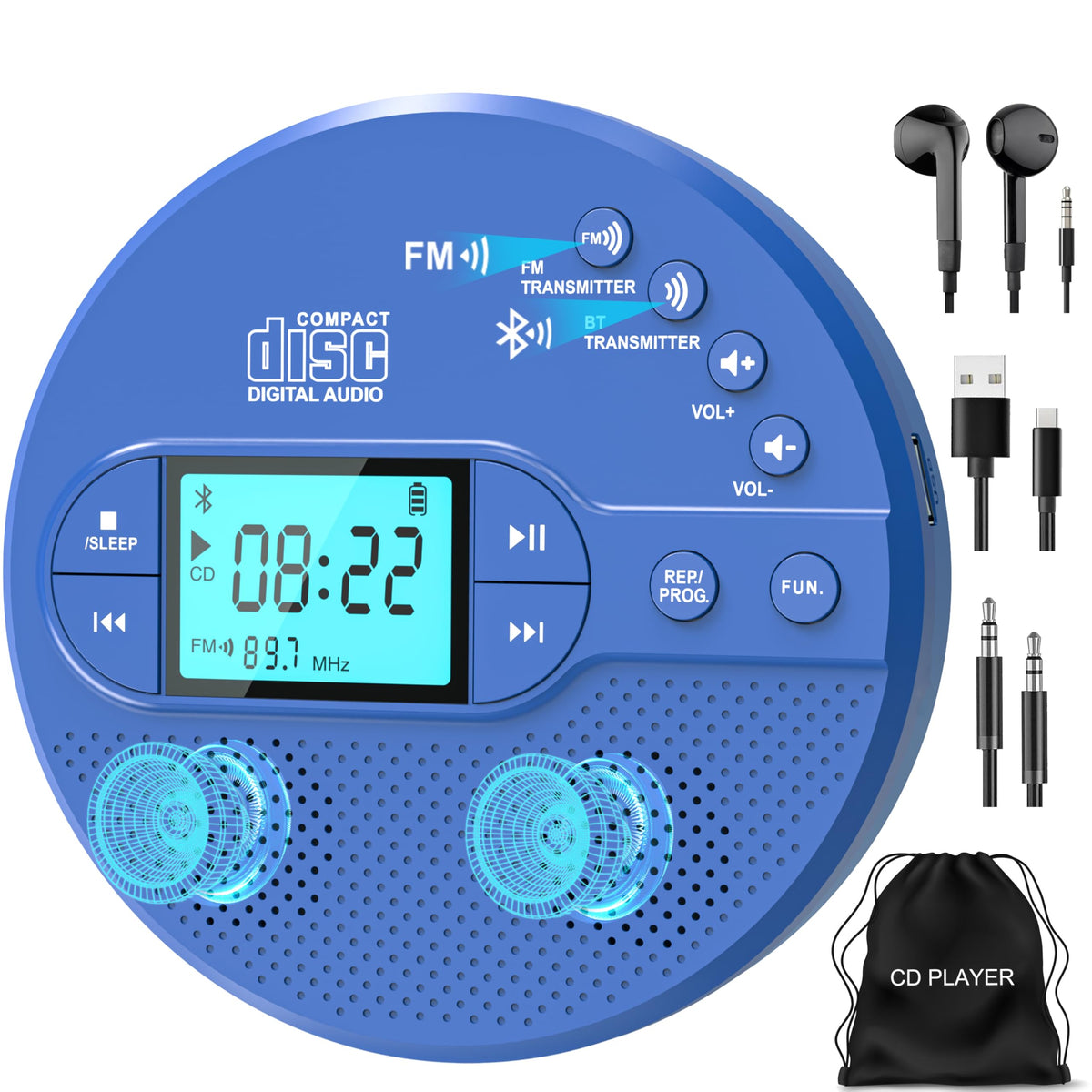 Portable CD Player with FM Transmitter & Speaker Q956644