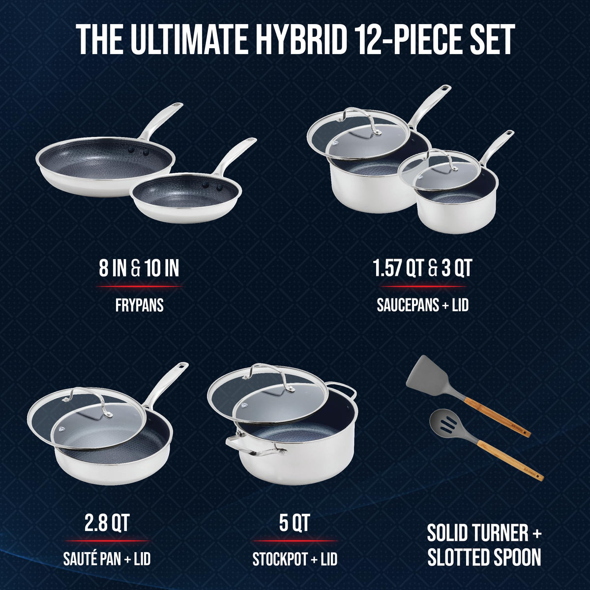 12 Piece Stainless Steel Nonstick Cookware Set N747