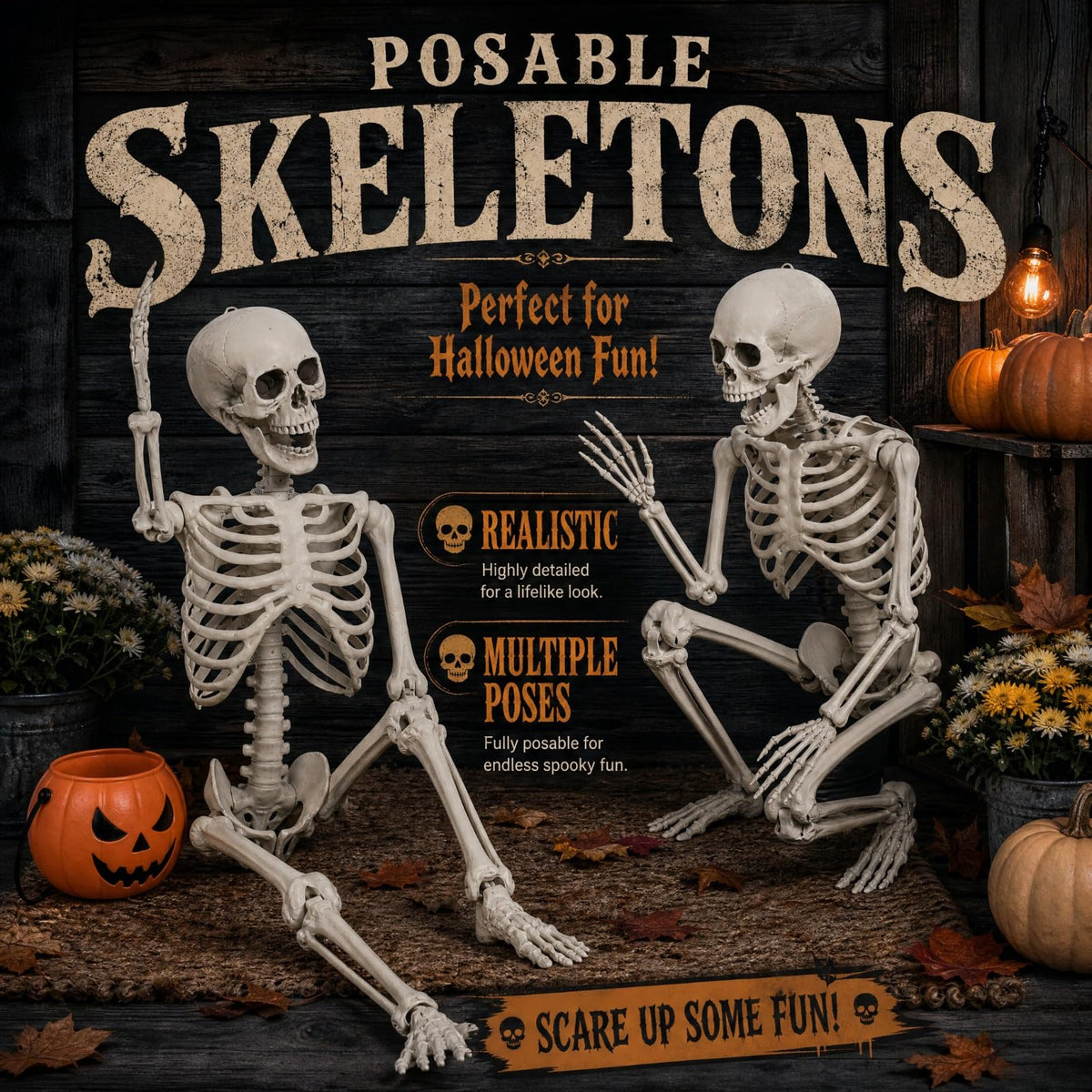 5.4FT Halloween Skeleton with Movable Joints Q3412