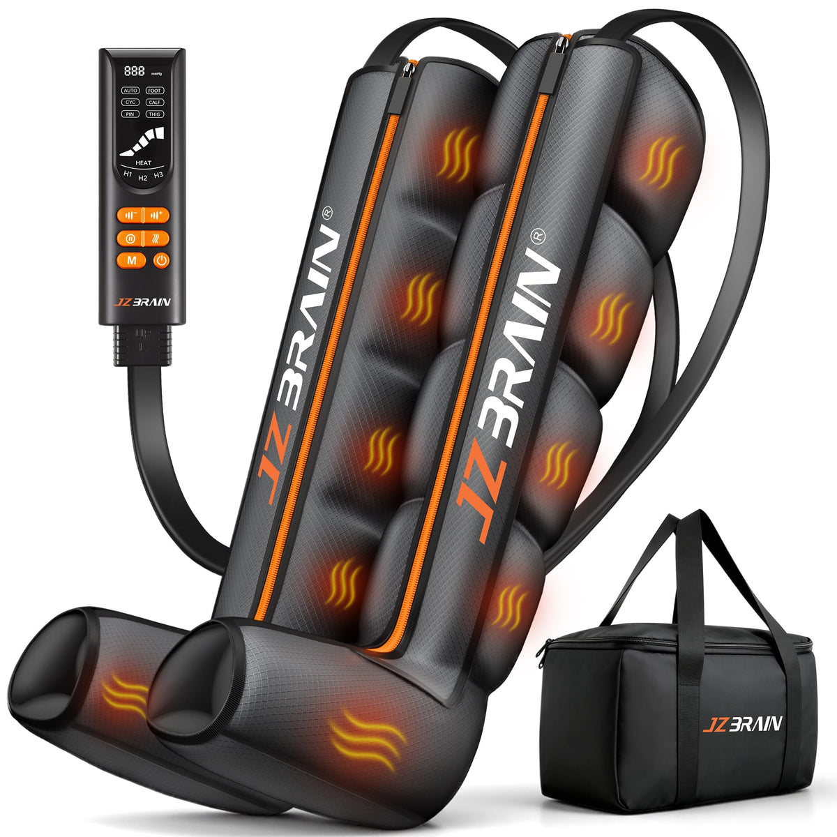 Air Compression Boots Leg Massager with Heat, 6 Modes & 11 Intensities (Large) D573866