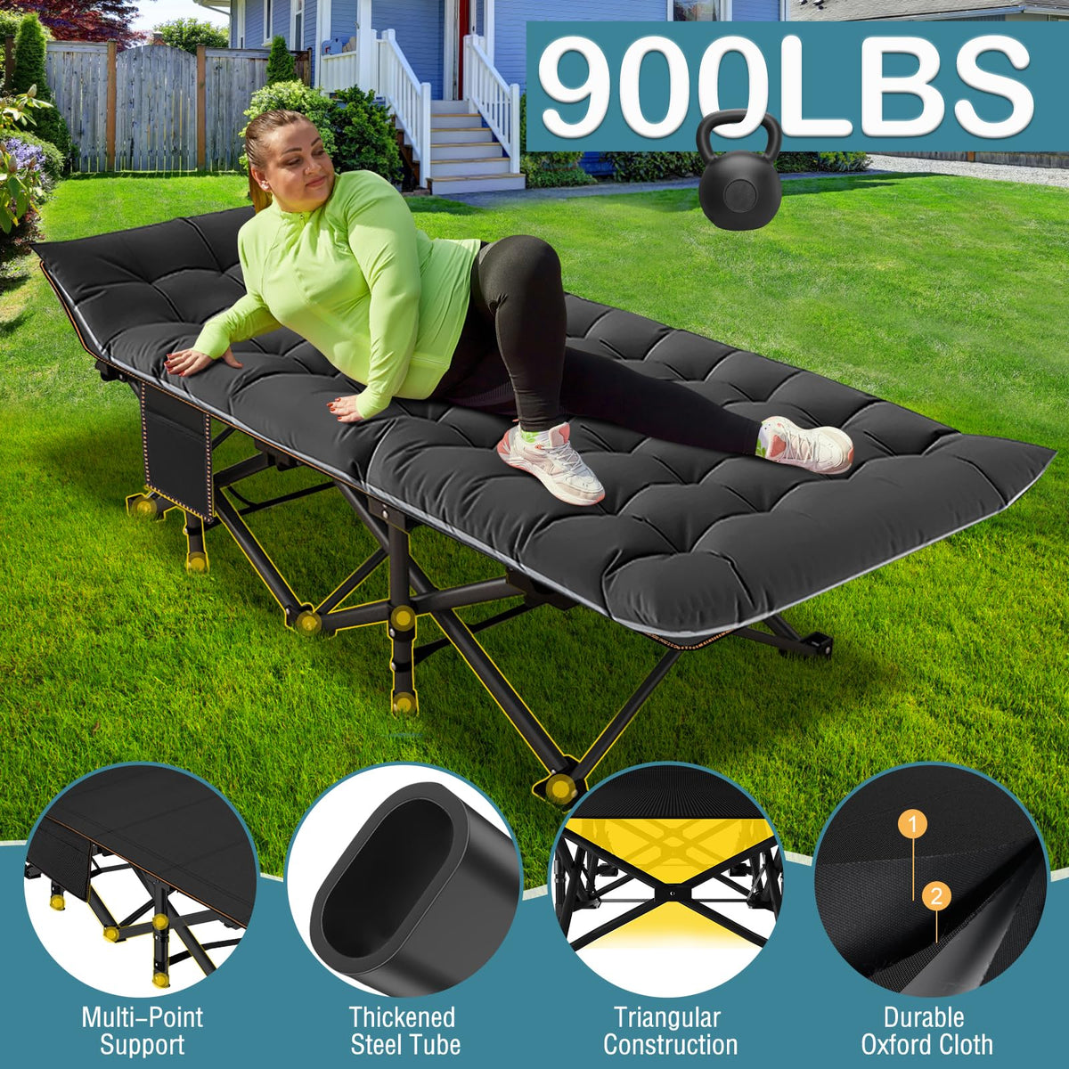 Oversized Folding Camping Cot with Carry Bag Q58648