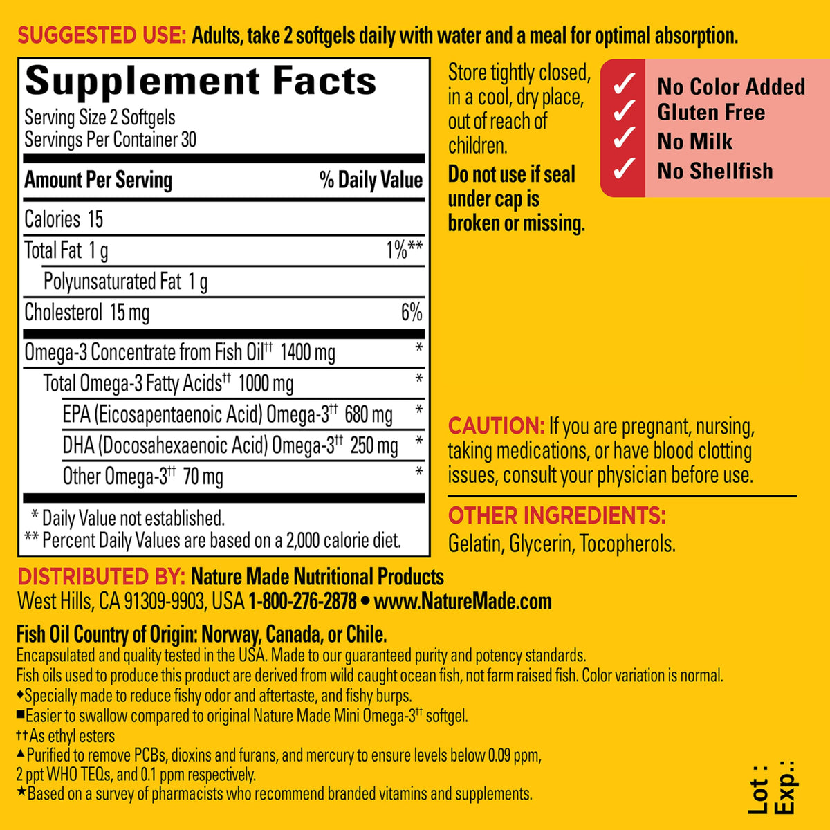 Fish Oil Omega 3 1400 mg Minis 60 Softgels I734