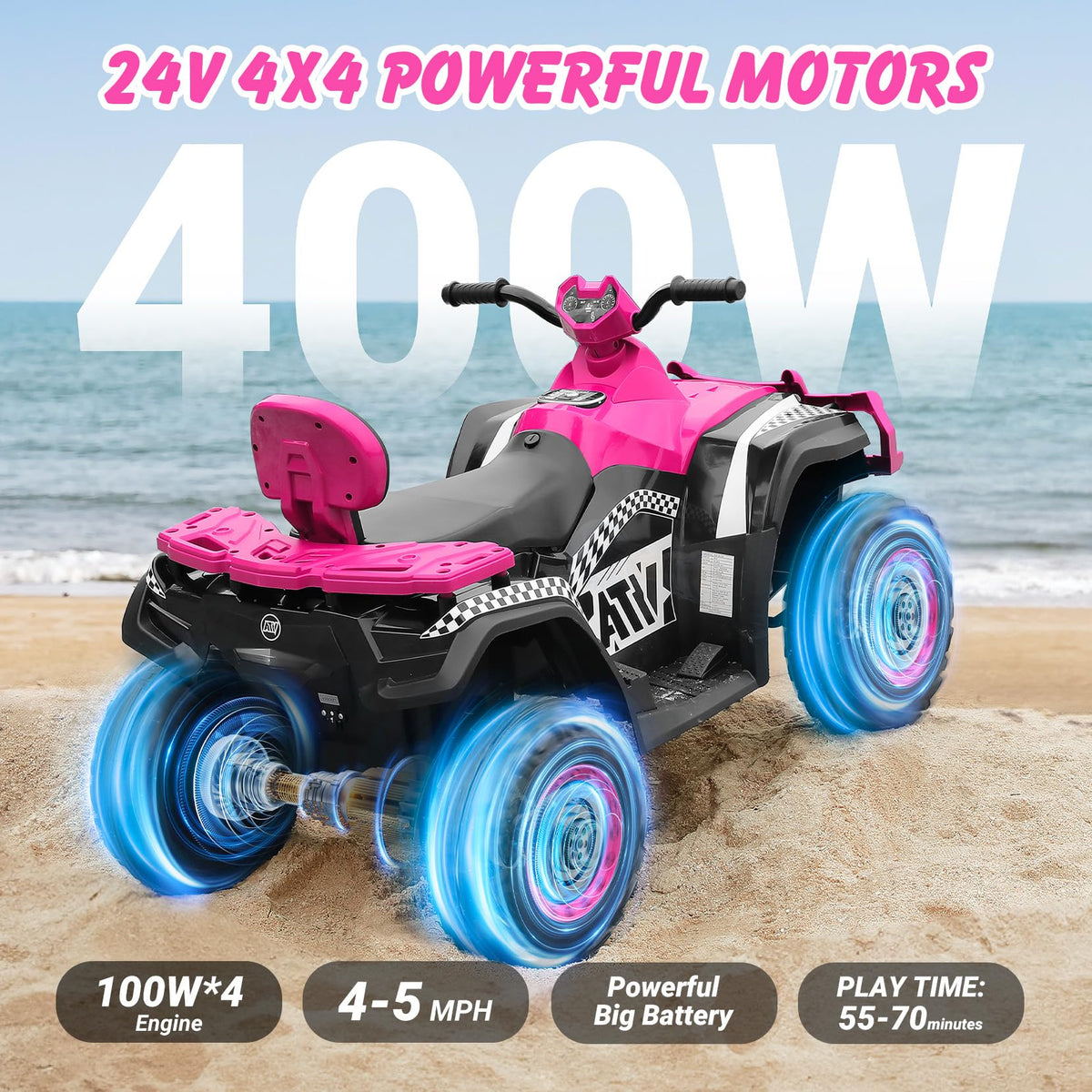 24V 2 Seater 4WD Off-Road Ride on ATV J865