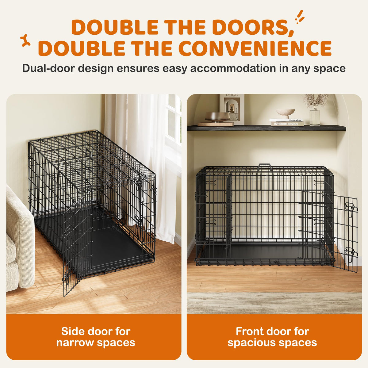 48 inch Collapsible Metal Dog Crate with Divider V618