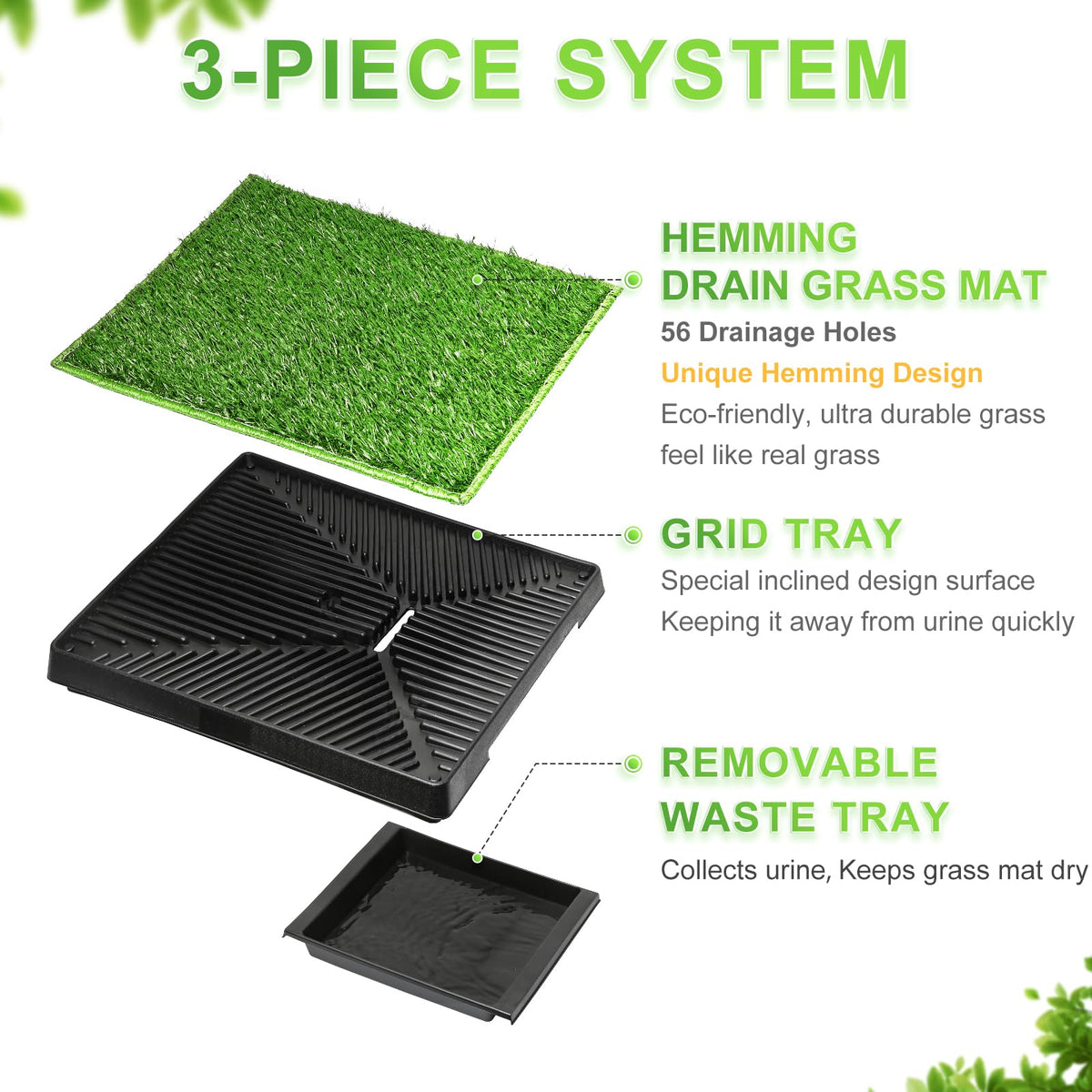 Dog Toilet Indoor Puppy Training Pad with Artificial Turf, 25"×20" O55139