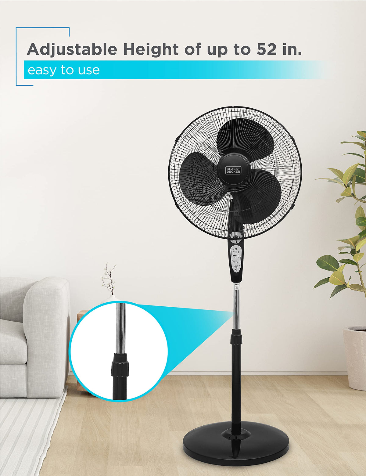 18" Oscillating Pedestal Fan with Remote, Black B61719
