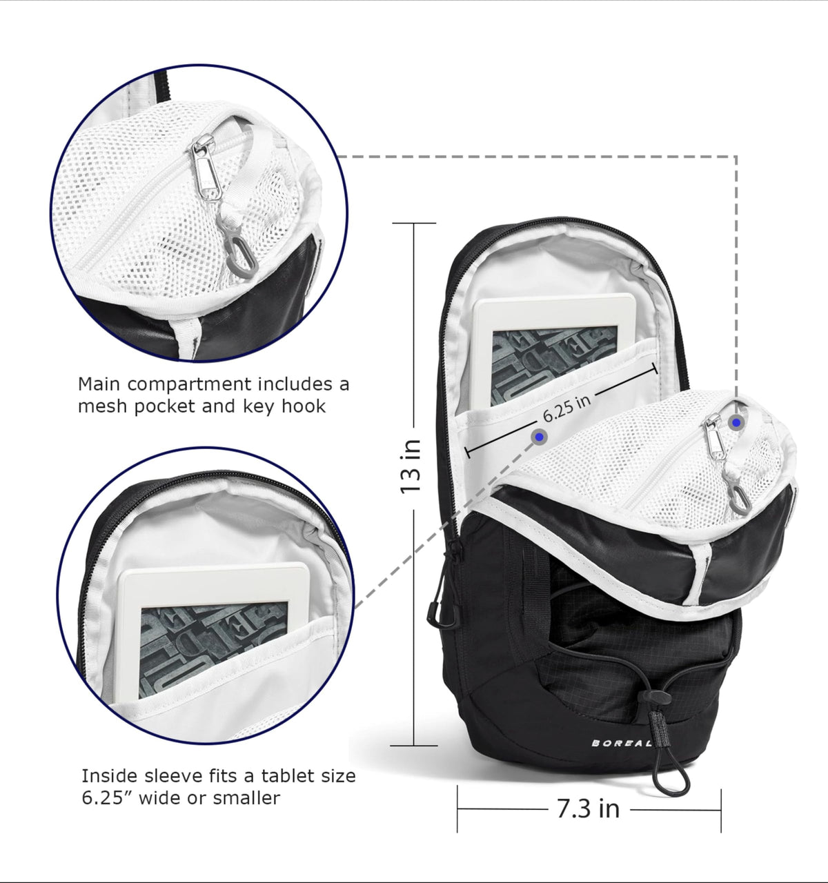 Crossbody Bag with Adjustable Strap, Water Repellent Finish, Multiple Compartments, Tablet Sleeve U46744