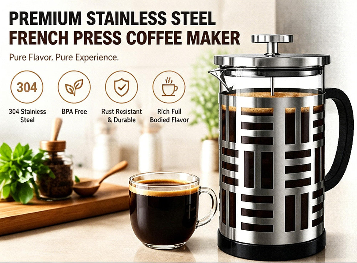 34 oz Brushed Stainless French Press C666