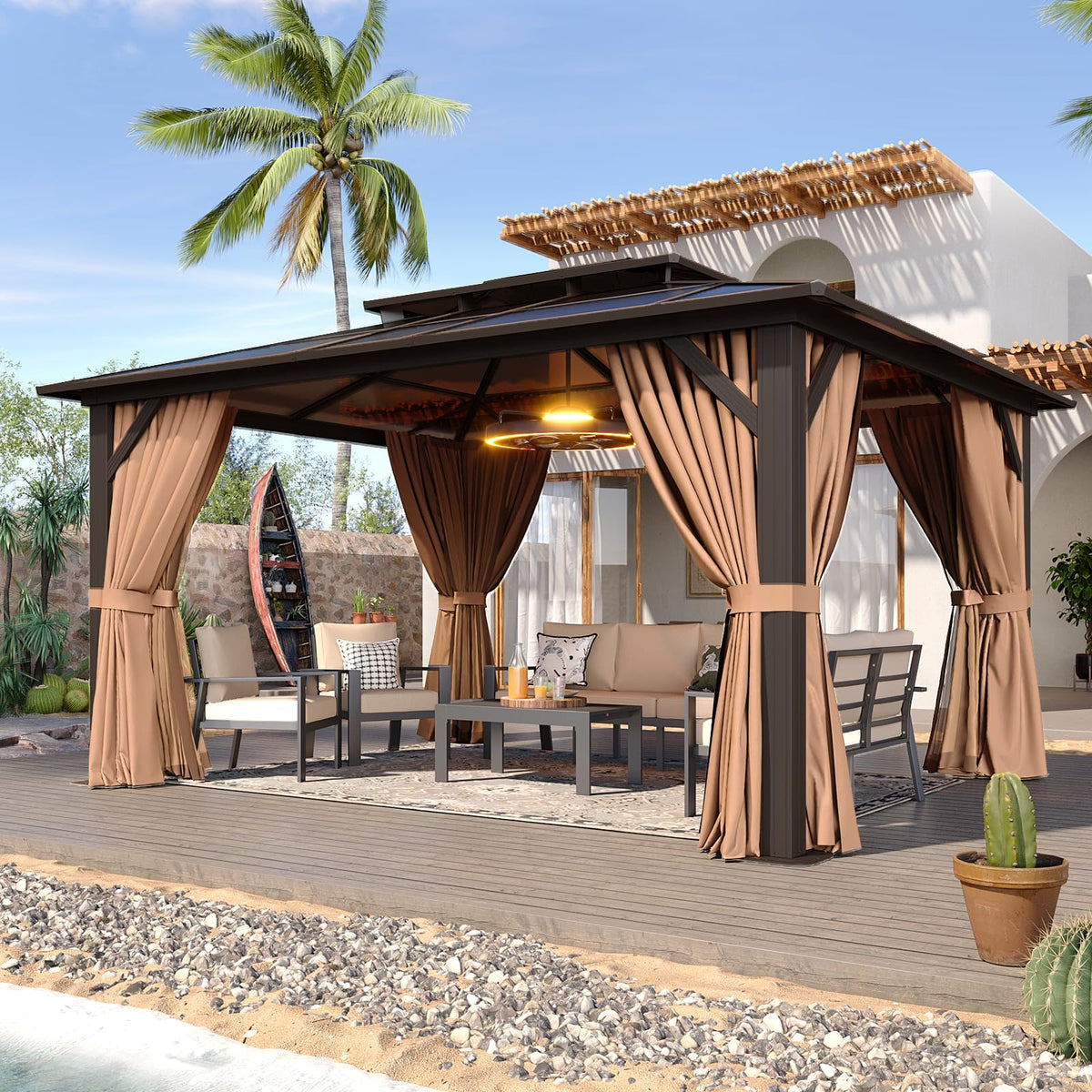 12'x10' Hardtop Gazebo with Polycarbonate Double Roof V293347