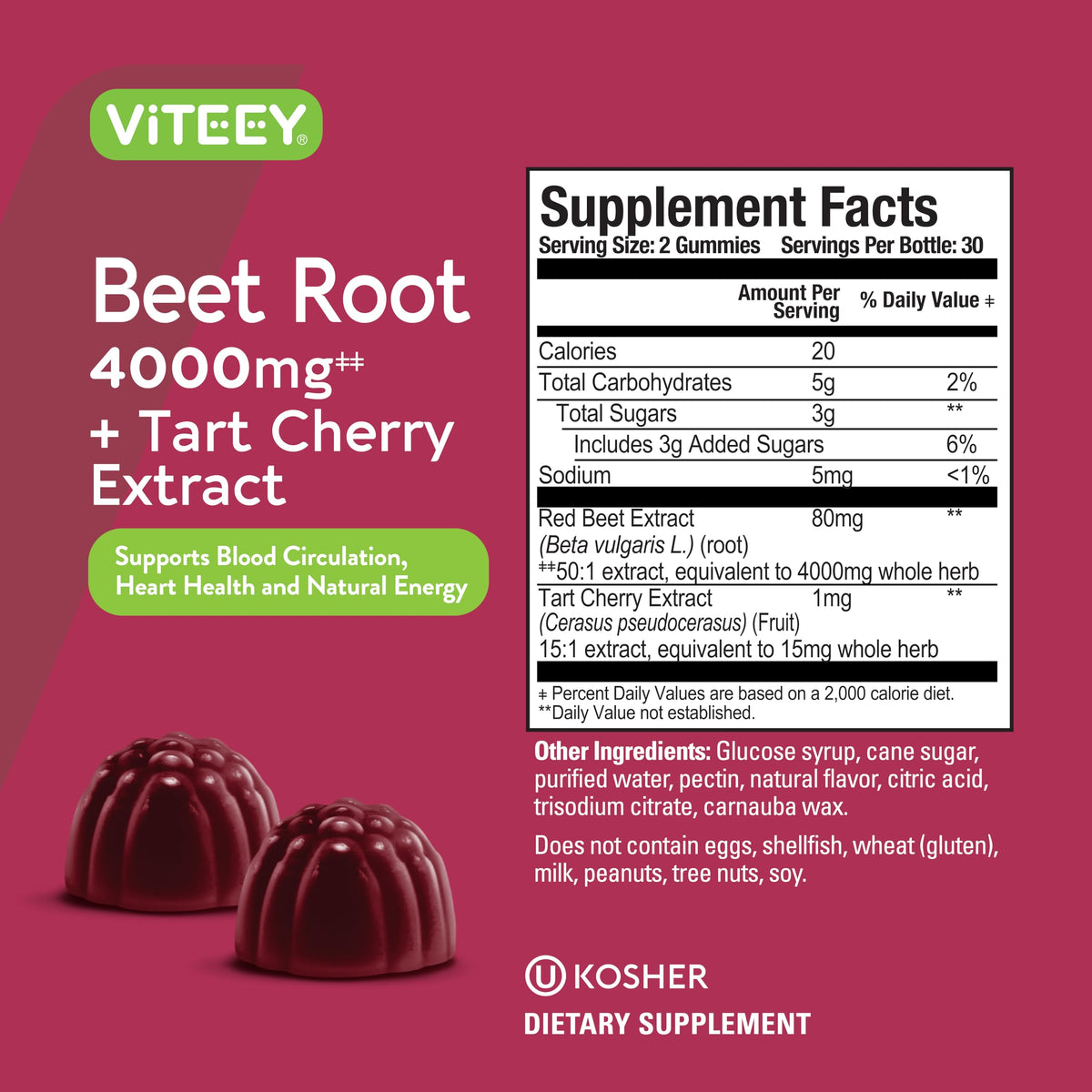 Beet Root Gummies 4000mg & Tart Cherry C6928