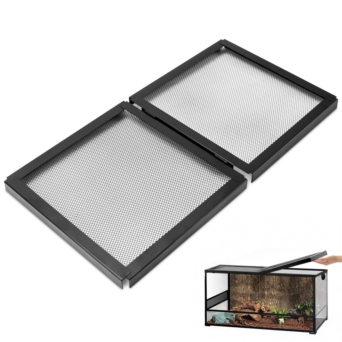 10 Gallon Tank Lid, Hinged Terrarium Screen Cover, 20.8" x 10.8" A987