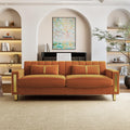 Orange 3-Seater Velvet Loveseat with 2 Pillows N912