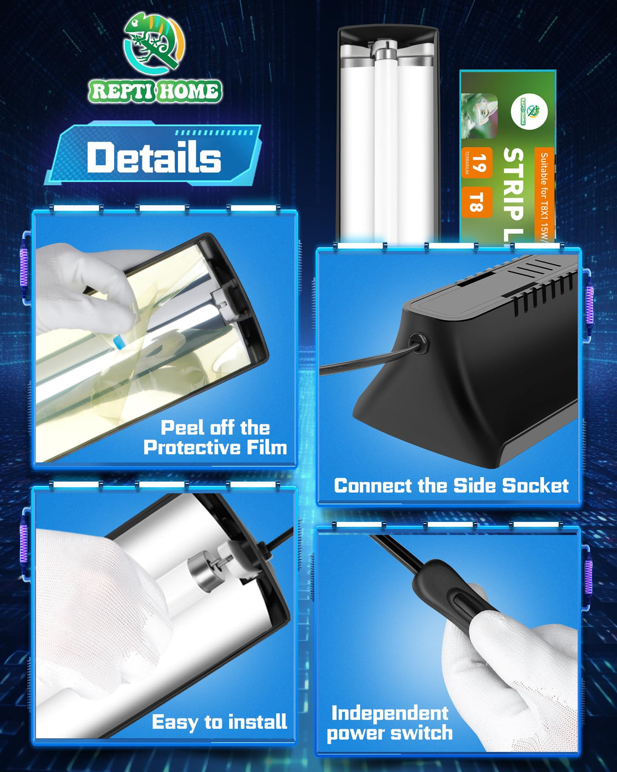 39W UVA UVB Reptile Light Combo Kit with UVB 10.0 Fluorescent Tube N721307