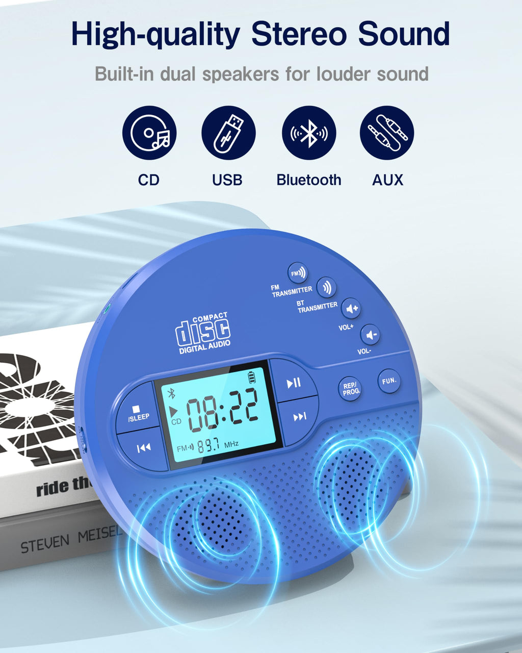 Portable CD Player with FM Transmitter & Speaker Q956644