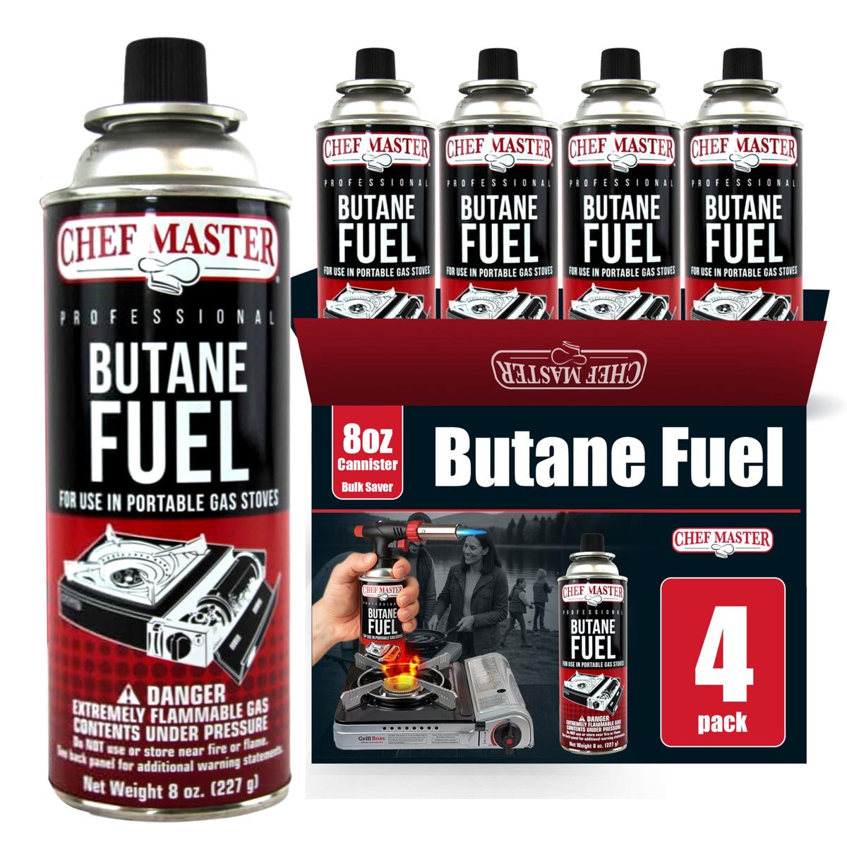 Butane Fuel Canister 8 oz 4-Pack R206
