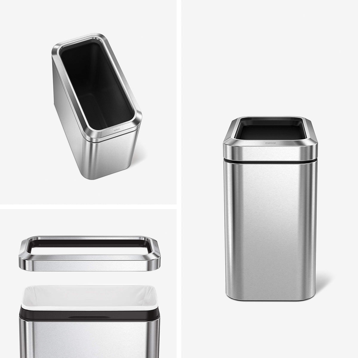 25L Brushed Stainless Steel Slim Open Trash Can U383738