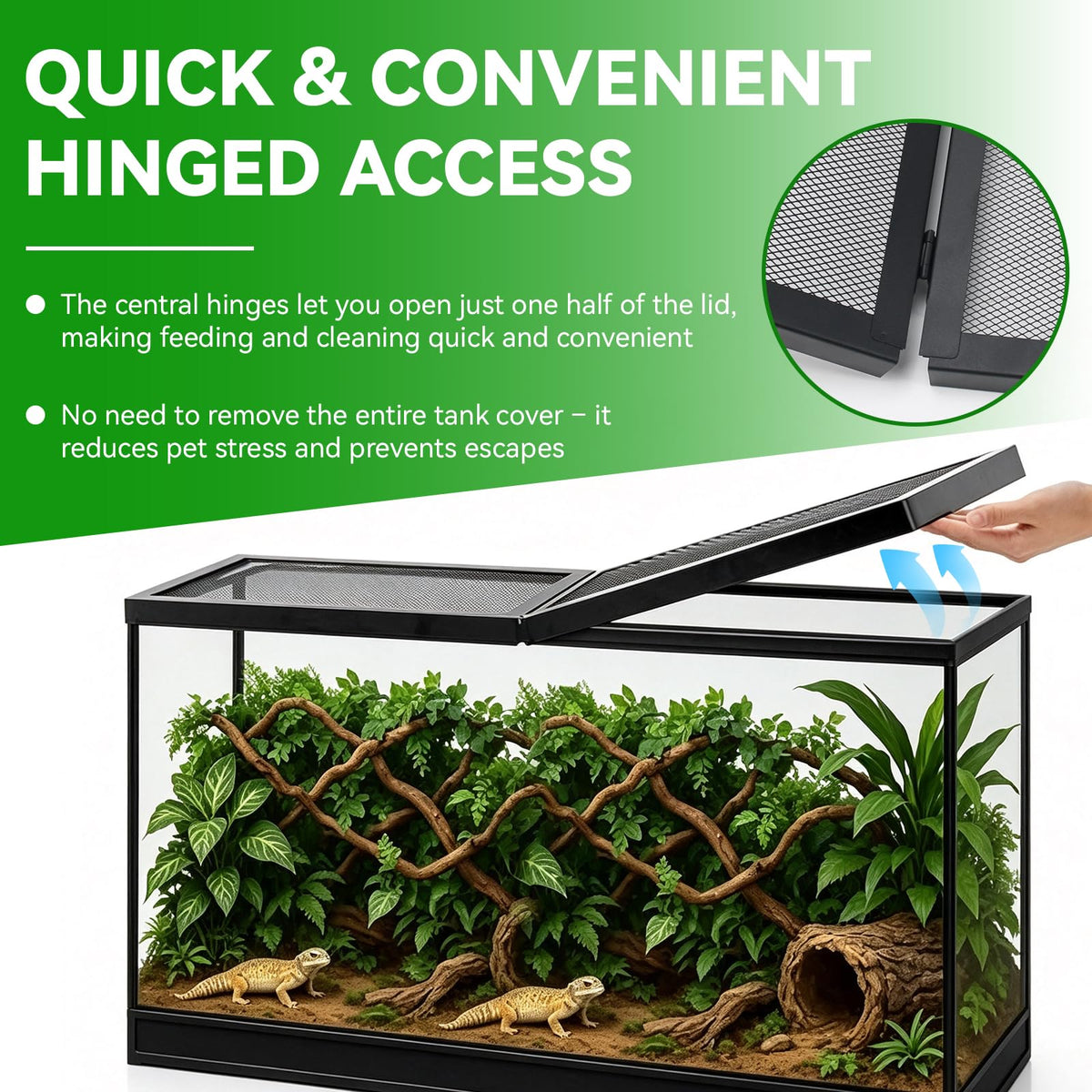 10 Gallon Tank Lid, Hinged Terrarium Screen Cover, 20.8" x 10.8" A987