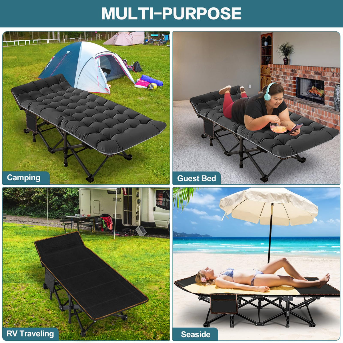 Oversized Folding Camping Cot with Carry Bag Q58648