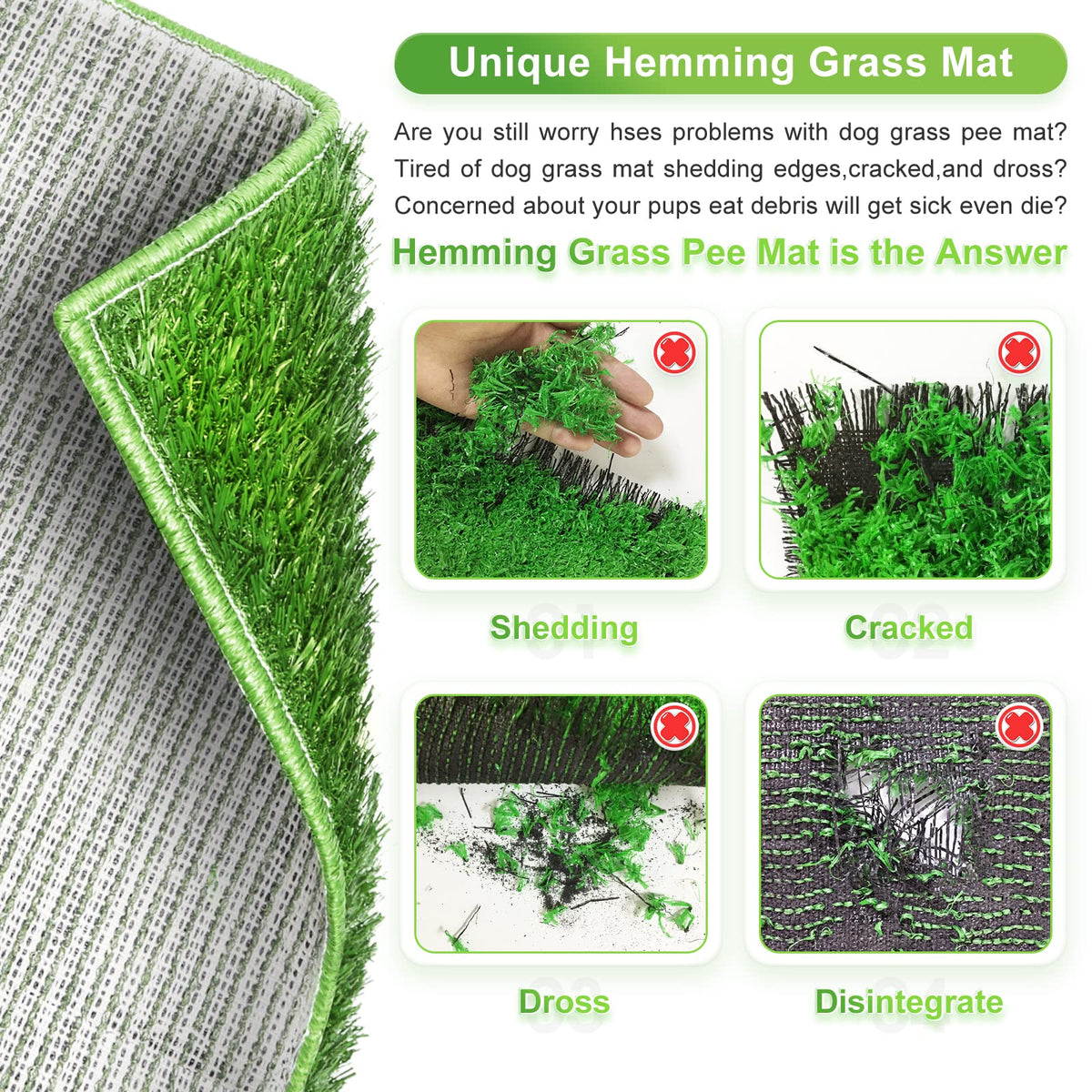 Dog Toilet Indoor Puppy Training Pad with Artificial Turf, 25"×20" O55139
