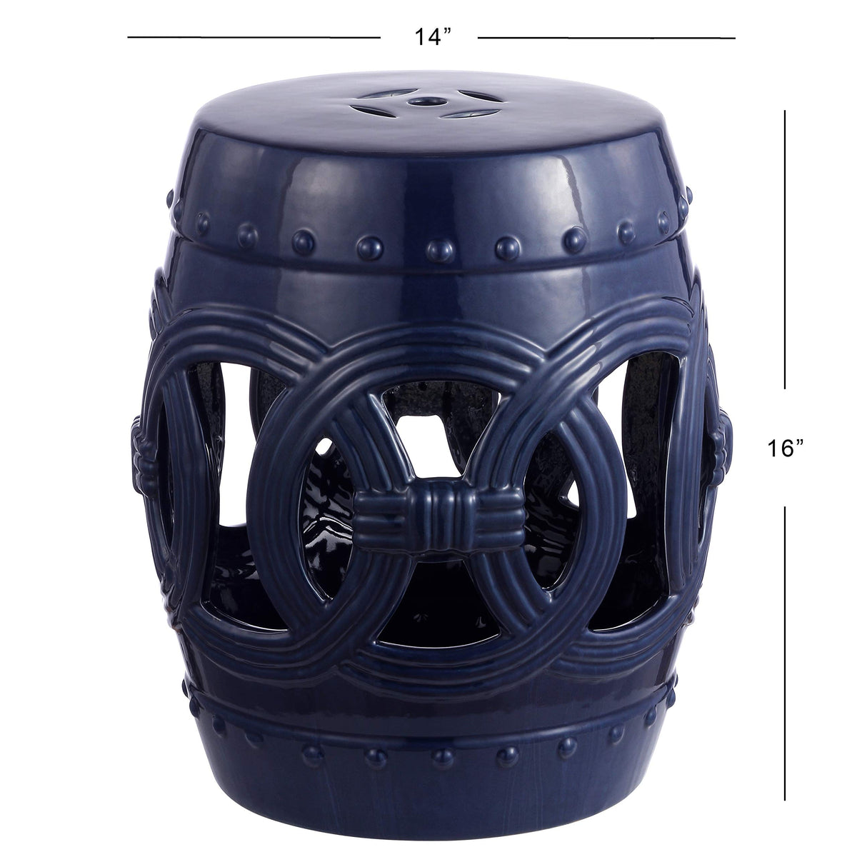 Navy Ceramic Garden Stool Side Table J1361