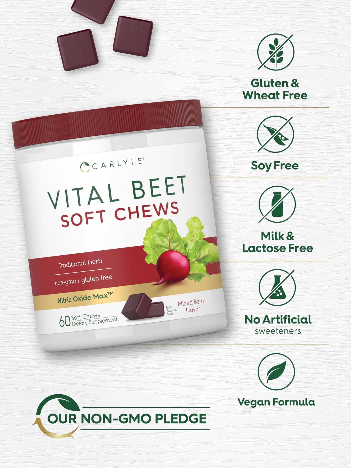Beet Root Soft Chews 60 Count Mixed Berry Flavor W9280