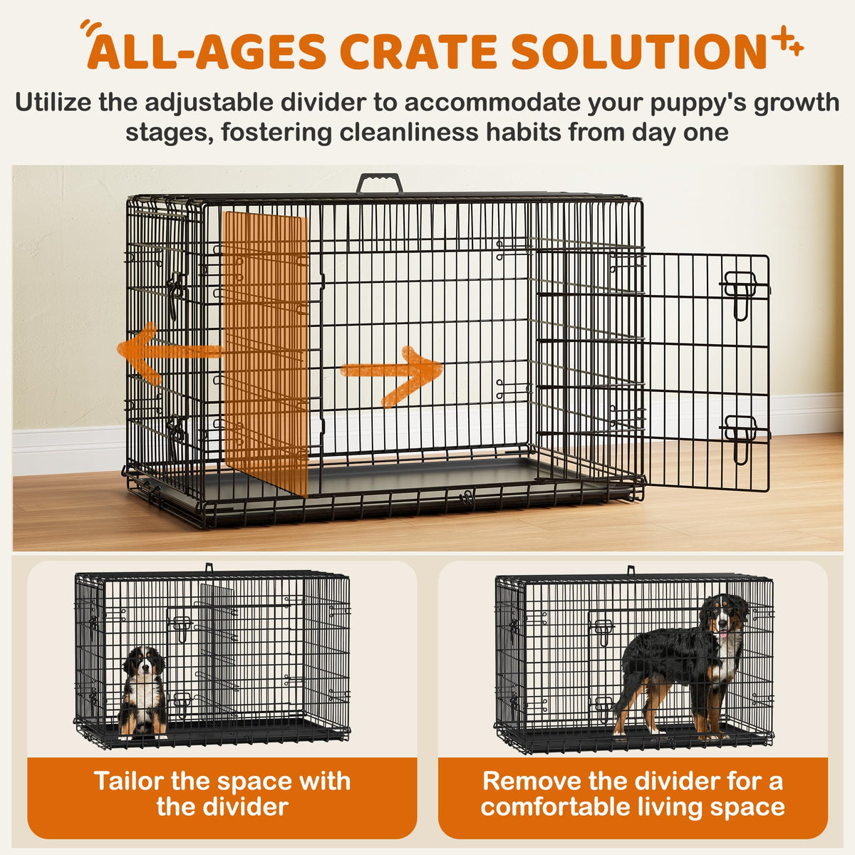 48 inch Collapsible Metal Dog Crate with Divider V618