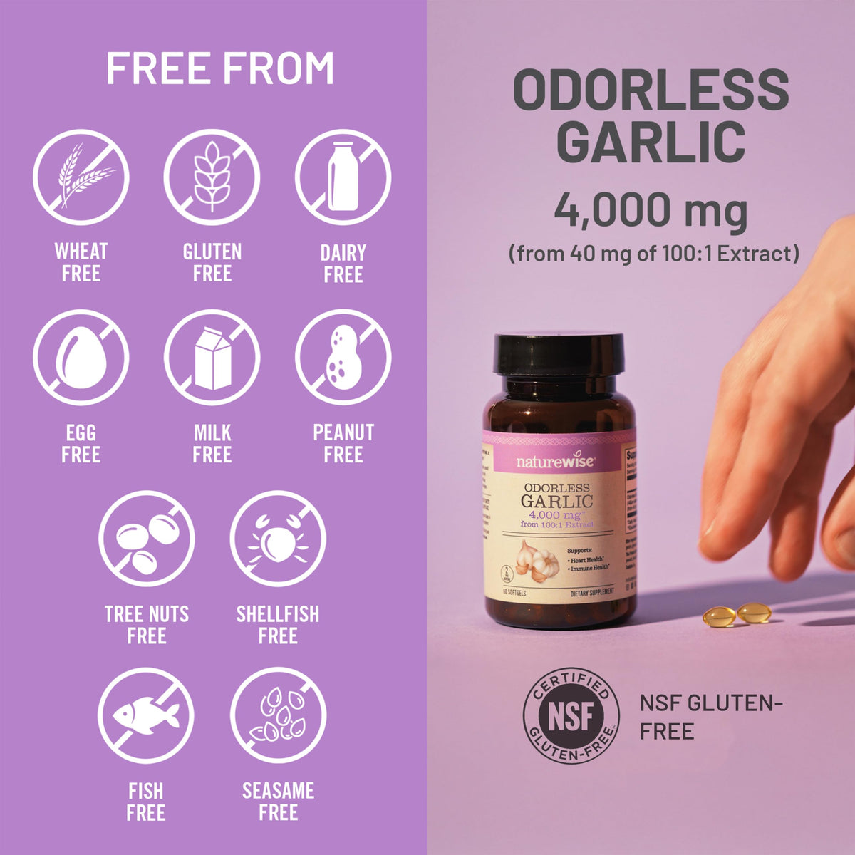 Odorless Garlic Supplement 4000mg 60 Count C371123