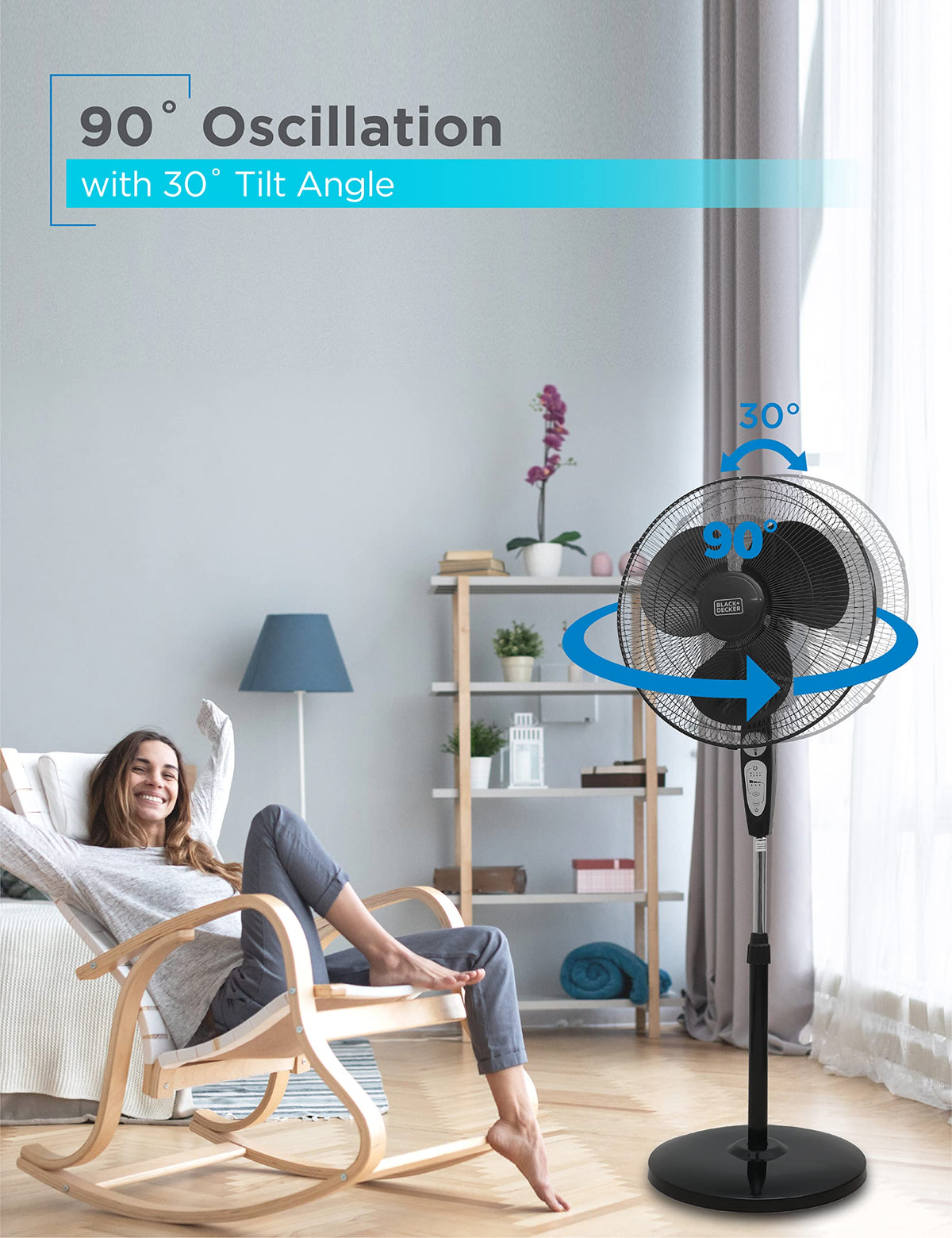 18" Oscillating Pedestal Fan with Remote, Black B61719