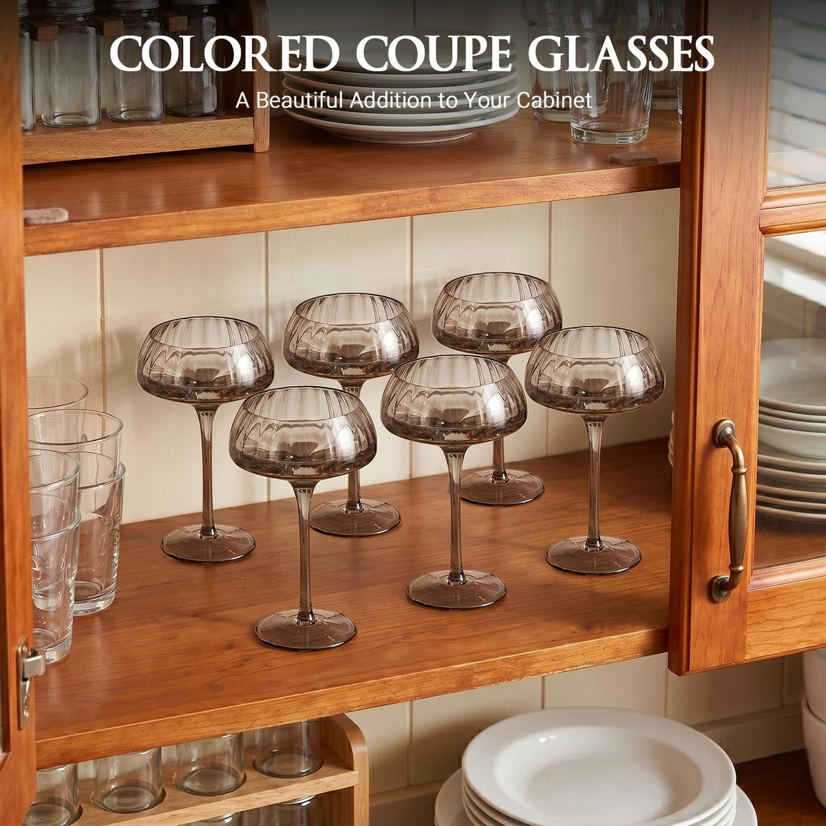 Smoke Gray Coupe Glasses Set of 6 T5356