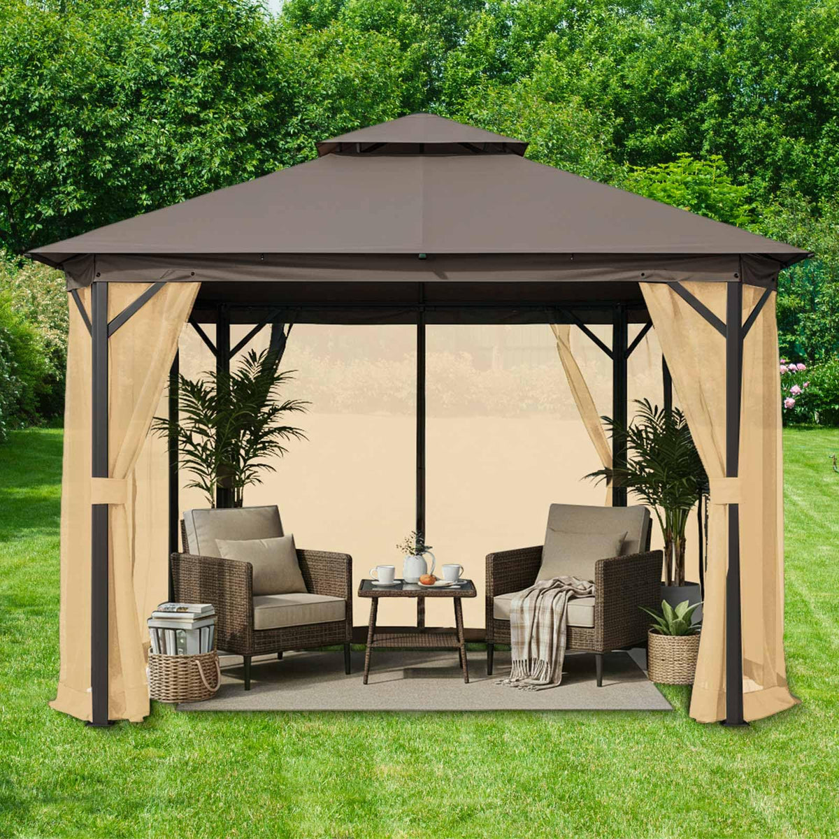 8x8 ft 4 Panel Gazebo Mosquito Netting A9683